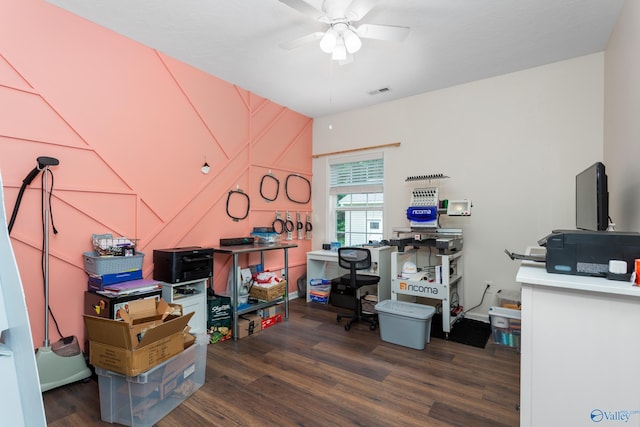 7110 New Bethel Rd, Hokes Bluff, AL 35903 - office space featuring ceiling fan and wood finished floors