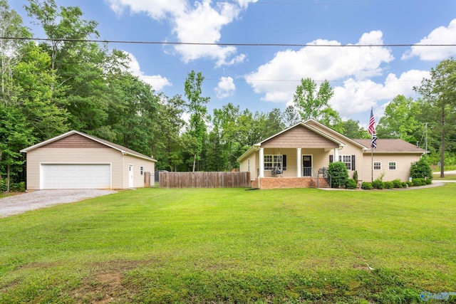 7110 New Bethel Rd, Hokes Bluff, AL 35903 - ranch-style house featuring a garage and covered porch