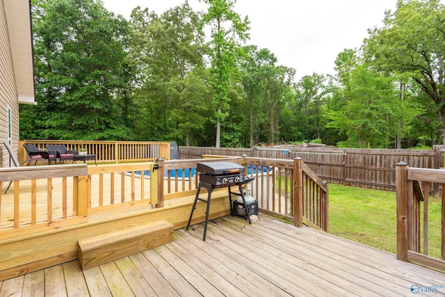 7110 New Bethel Rd, Hokes Bluff, AL 35903 - wooden deck with view of scattered trees