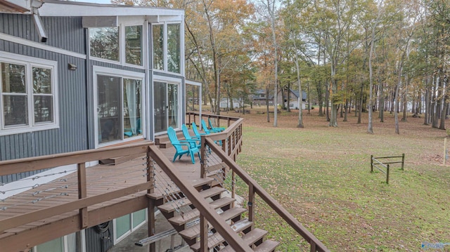 view of yard with a deck