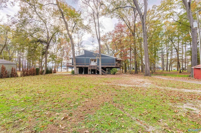view of yard with a deck