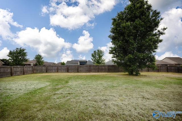 view of yard with a fenced backyard