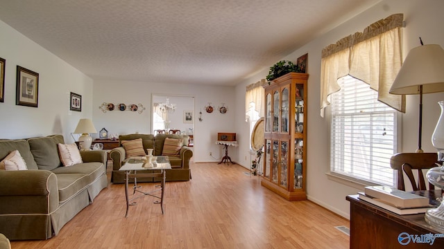 living area featuring light wood finished floors
