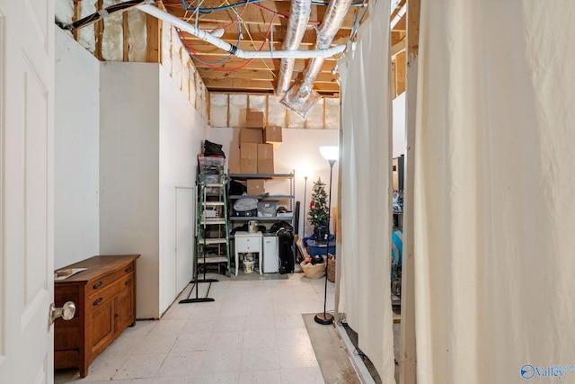 unfinished below grade area featuring light floors