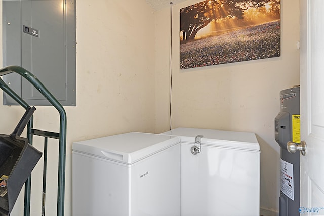 328 Shadow Pointe Dr SW, Decatur, AL 35601 - laundry room featuring washing machine and dryer, electric panel, and water heater