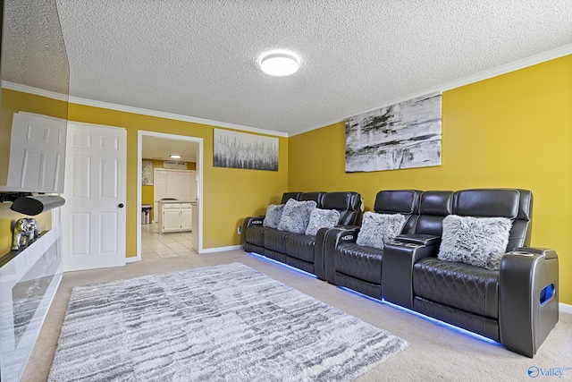 328 Shadow Pointe Dr SW, Decatur, AL 35601 - home theater room with a textured ceiling, crown molding, and carpet floors
