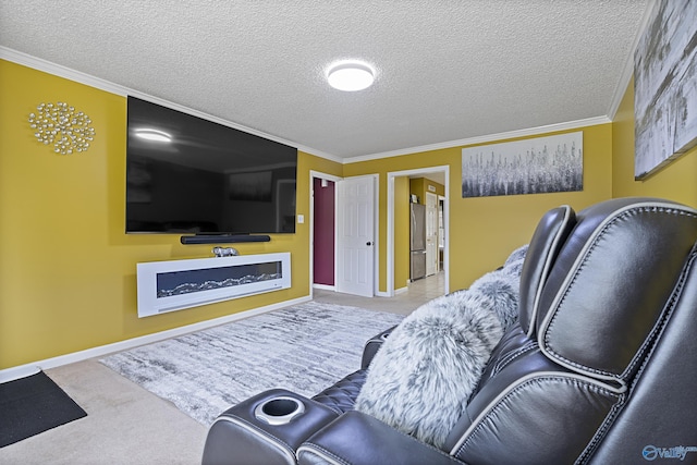 328 Shadow Pointe Dr SW, Decatur, AL 35601 - living area featuring carpet floors, crown molding, and a textured ceiling