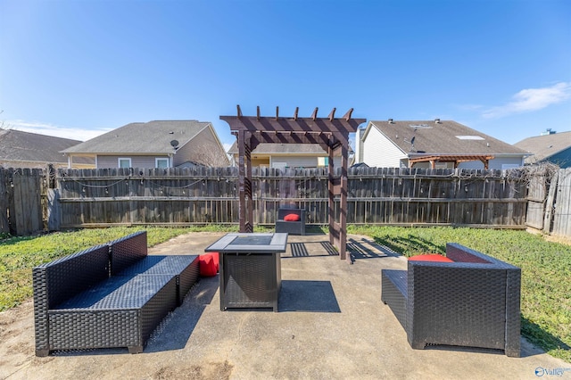 view of patio featuring a fenced backyard and a pergola