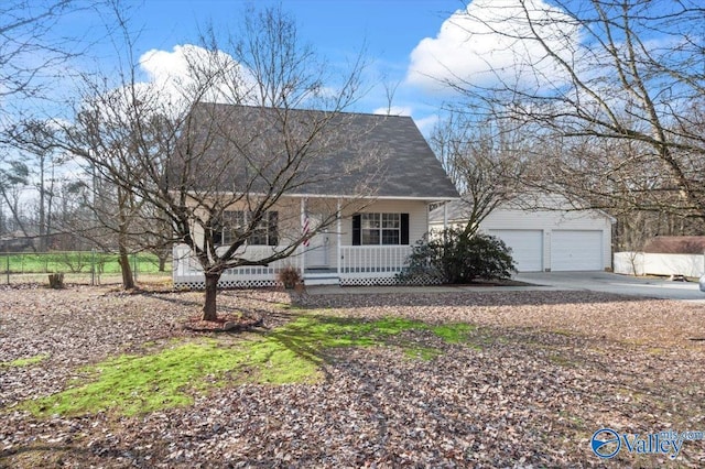 view of front of house featuring a porch and a garage