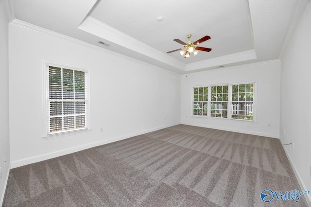 119 Cannes Dr, Brownsboro, AL 35741 - carpeted spare room with a raised ceiling, crown molding, and ceiling fan