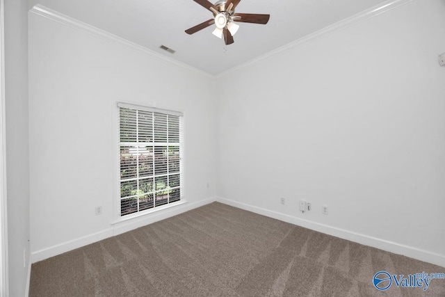 119 Cannes Dr, Brownsboro, AL 35741 - spare room with ornamental molding, carpet floors, and a ceiling fan