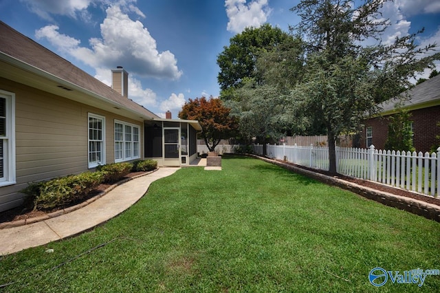 119 Cannes Dr, Brownsboro, AL 35741 - fenced backyard with a sunroom