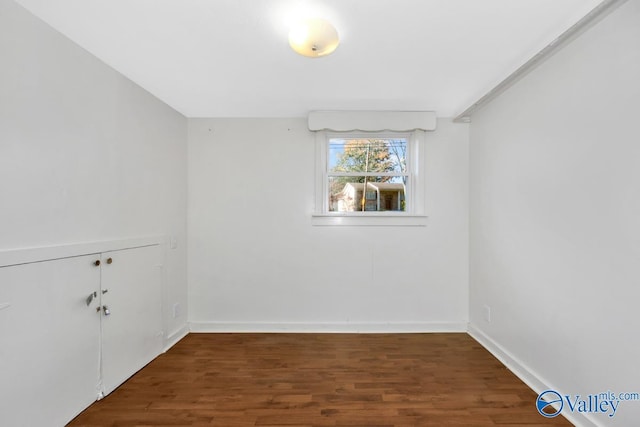 spare room featuring dark hardwood / wood-style floors