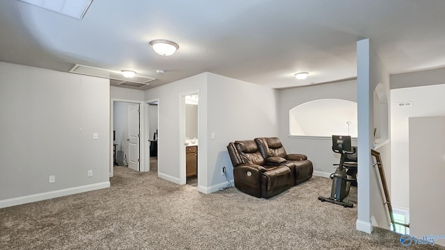 7607 NW Ashor Dr, Huntsville, AL 35806 - living area featuring attic access and carpet floors