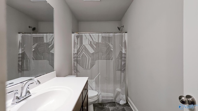 7607 NW Ashor Dr, Huntsville, AL 35806 - bathroom with vanity and a shower with shower curtain