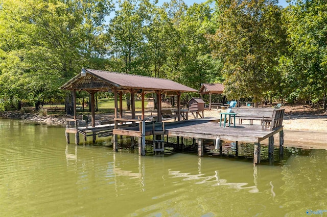 dock area featuring a water view