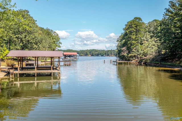 dock area featuring a water view