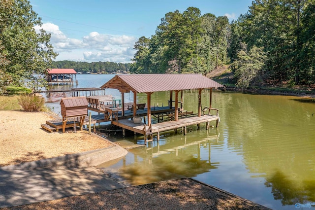 dock area featuring a water view