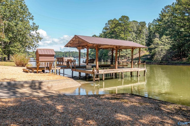 view of dock featuring a water view