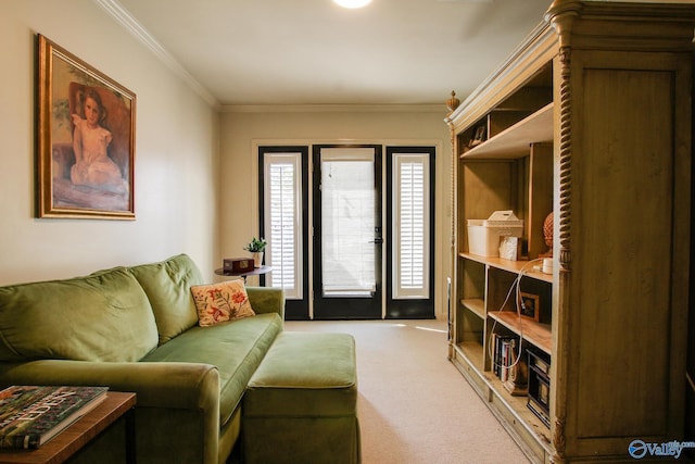 1625 River Bend Pl SE, Decatur, AL 35601 - living room with light carpet and ornamental molding
