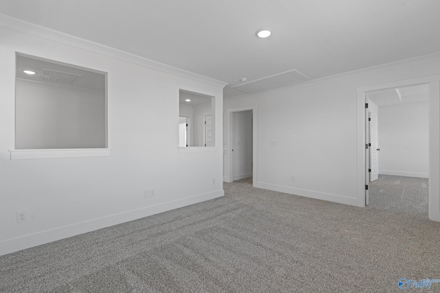 193 Chesire Cove Ln, New Market, AL 35761 - spare room with attic access, carpet flooring, crown molding, and baseboards