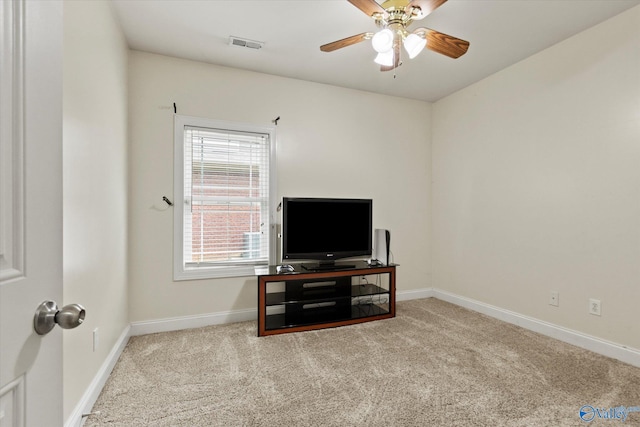 208 Honor Way, Madison, AL 35758 - unfurnished living room featuring carpet flooring, baseboards, and a ceiling fan