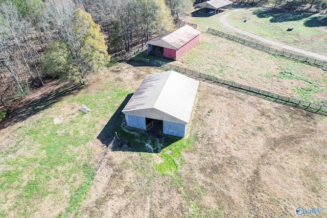 aerial view featuring a rural view