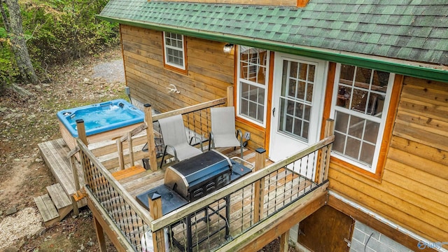 348 Rd 1951, Mentone, AL 35984 - wooden terrace with grilling area and a hot tub