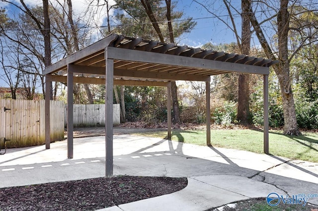 view of patio with a pergola