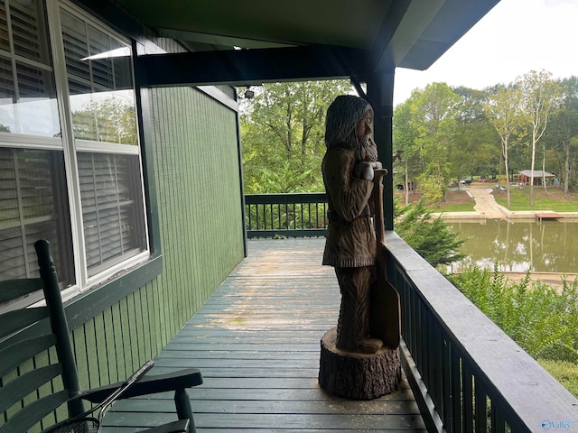 deck with a water view