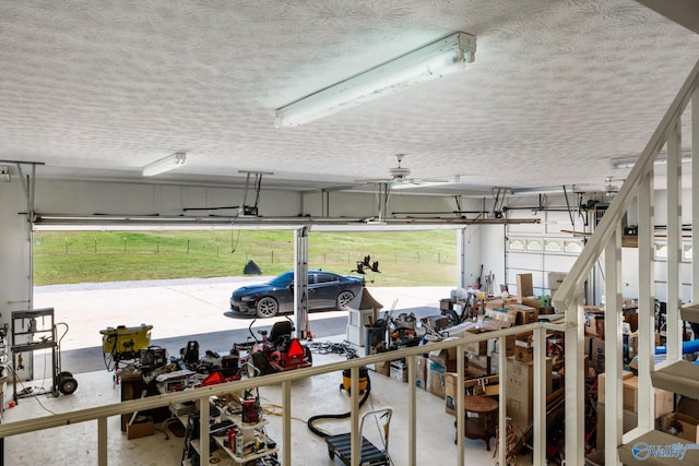 garage featuring ceiling fan