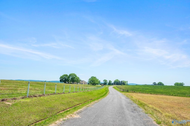 view of street with a rural view