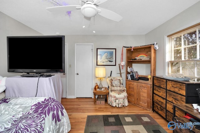 bedroom with light wood finished floors