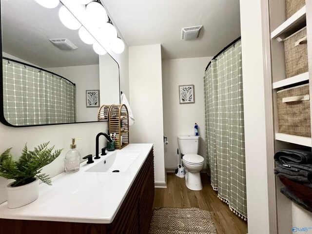 229 Crawford Rd, Scottsboro, AL 35769 - bathroom with wood finished floors, visible vents, toilet, and vanity