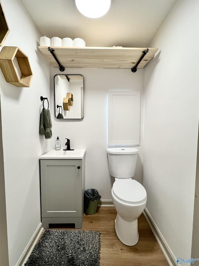 229 Crawford Rd, Scottsboro, AL 35769 - bathroom featuring baseboards, wood finished floors, toilet, and vanity
