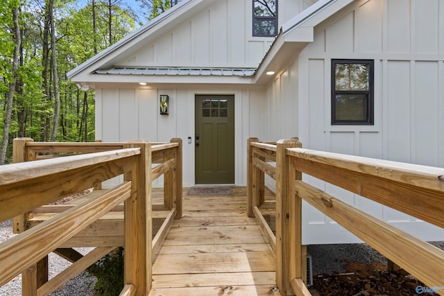 entrance to property with a deck