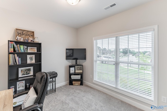 4018 SE Rockland Cir, Owens Cross Roads, AL 35763 - office area with baseboards and carpet floors