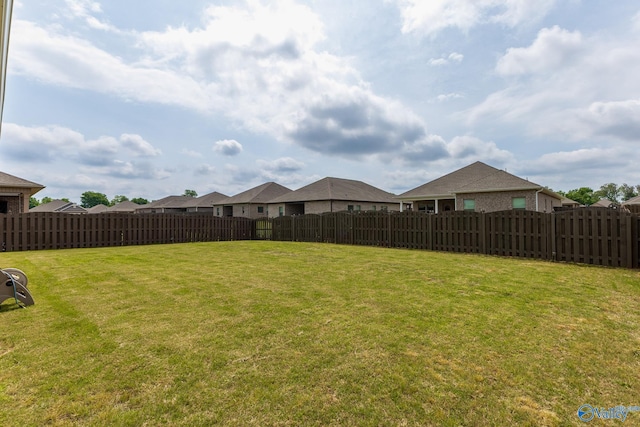 view of yard with a fenced backyard