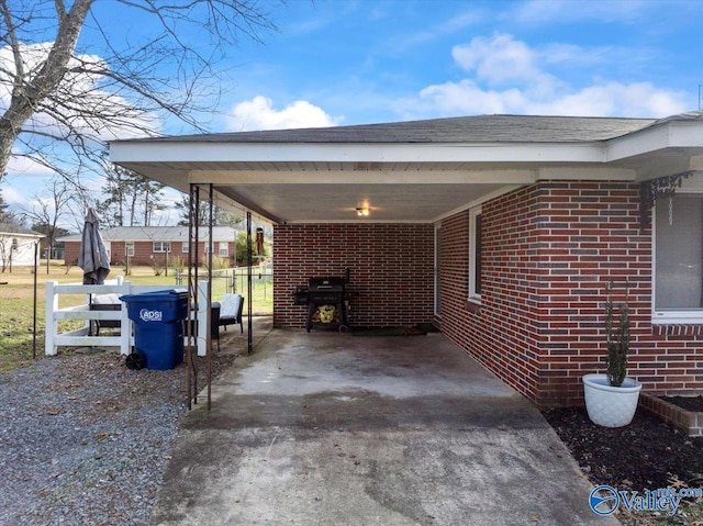 exterior space with a carport