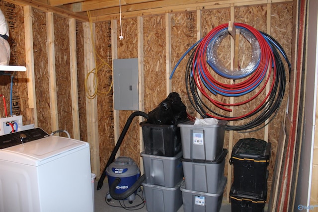 laundry area with washer / clothes dryer and electric panel