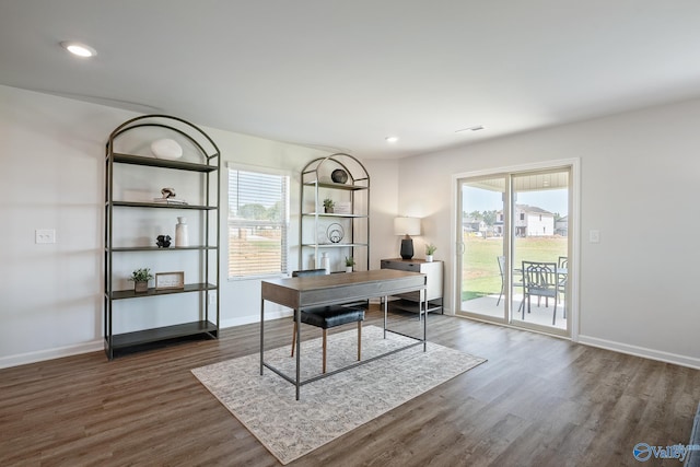 office featuring dark hardwood / wood-style flooring