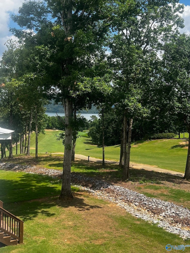 view of property's community with a lawn