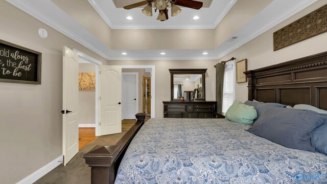 44 Jeff St, Scottsboro, AL 35769 - bedroom featuring crown molding, recessed lighting, and ceiling fan