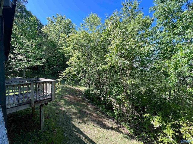 view of yard with a deck