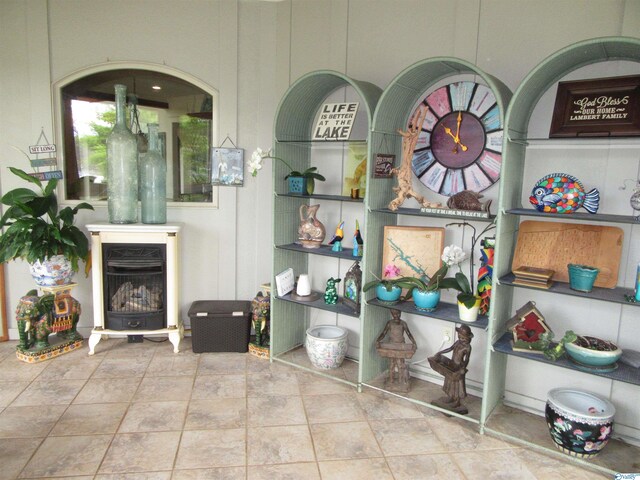 interior space with tile patterned flooring