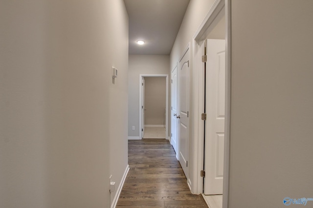 hall featuring dark hardwood / wood-style floors