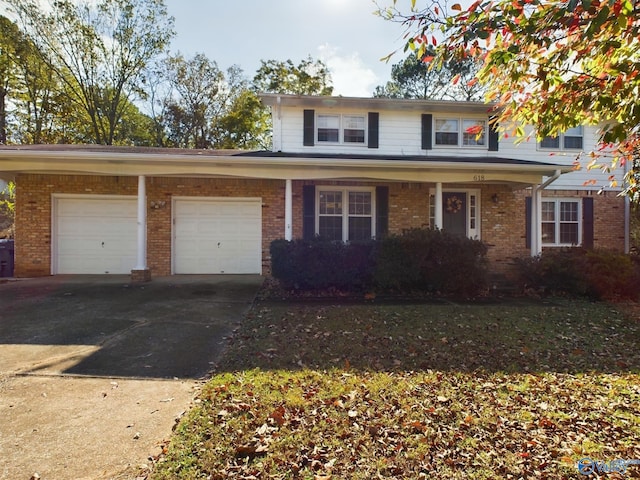 front facade with a garage