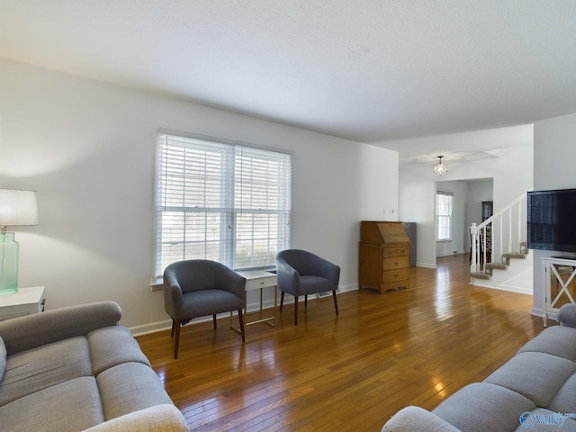 living room with wood-type flooring