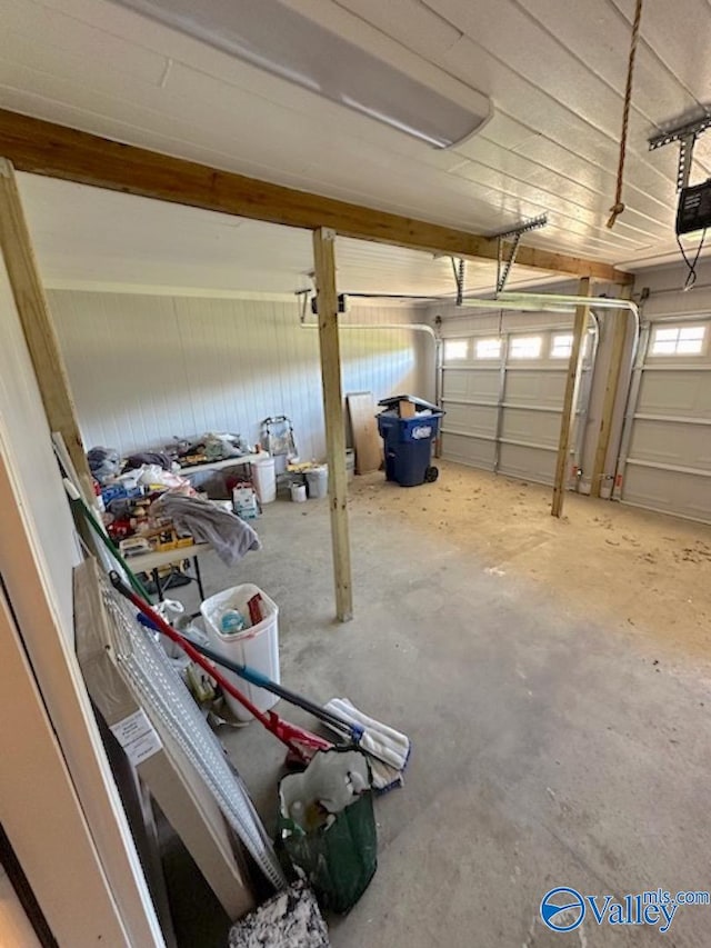 garage with a garage door opener