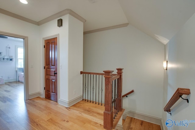 2602 Legacy Preserve Dr, Brownsboro, AL 35741 - stairs featuring wood finished floors, recessed lighting, baseboards, and vaulted ceiling